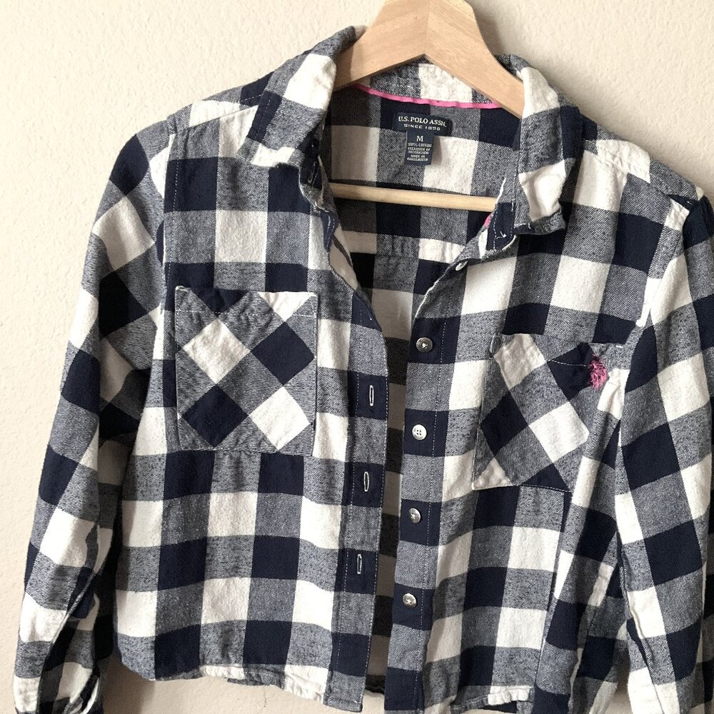 Polo Plaid Crop long sleeve Top
